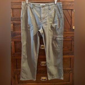 FRAME Cropped Cargo Utility Mid Rise Cargo Cotton Pants Military Green US 31